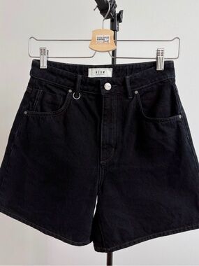 NEUW Sade Baggy Cult Black High-Rise A-Line Denim Shorts 26